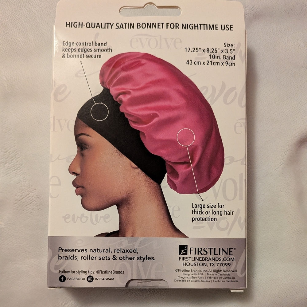 Firstline Evolve Luxe Satin Wide-Edge Bonnet in Fuschia - Picture 2 of 3